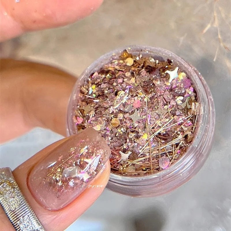 Colorful Nail Powder Platinum Foil Decoration Rhinestone Accessories Qme 01