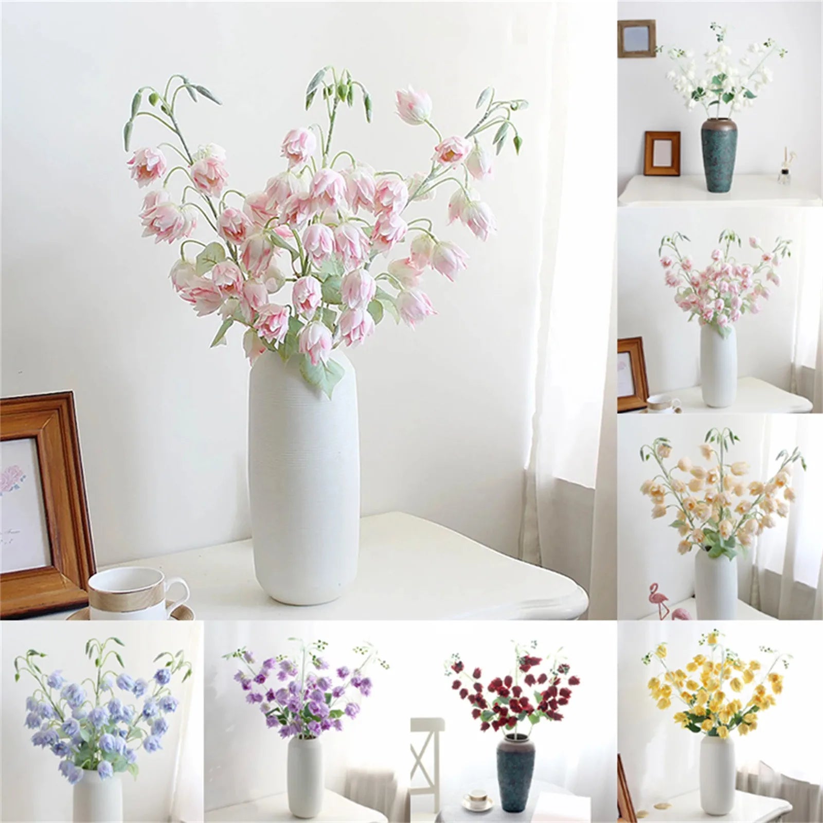 Artificial Flowers with Stem Holiday Party Wedding Decorative Fake Cake Flowers Bouquets Home Decor Mother's Day Festive Gift Qme