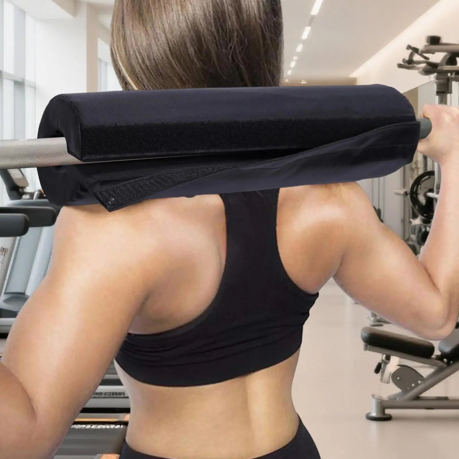 Barbell pad squat weightlifting foam neck and shoulder protection pad support black Oxford cloth high elastic foam barbell pad Qme