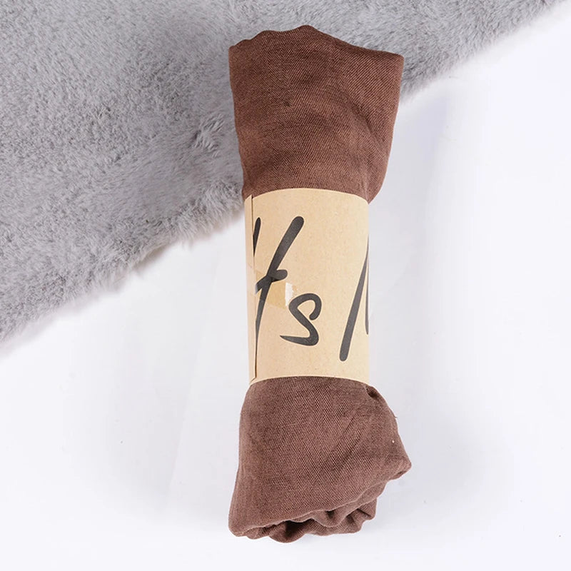 Women Native Windproof Scarf Shawls Wraps Solid Cotton Warm Scarves Qme Coffee