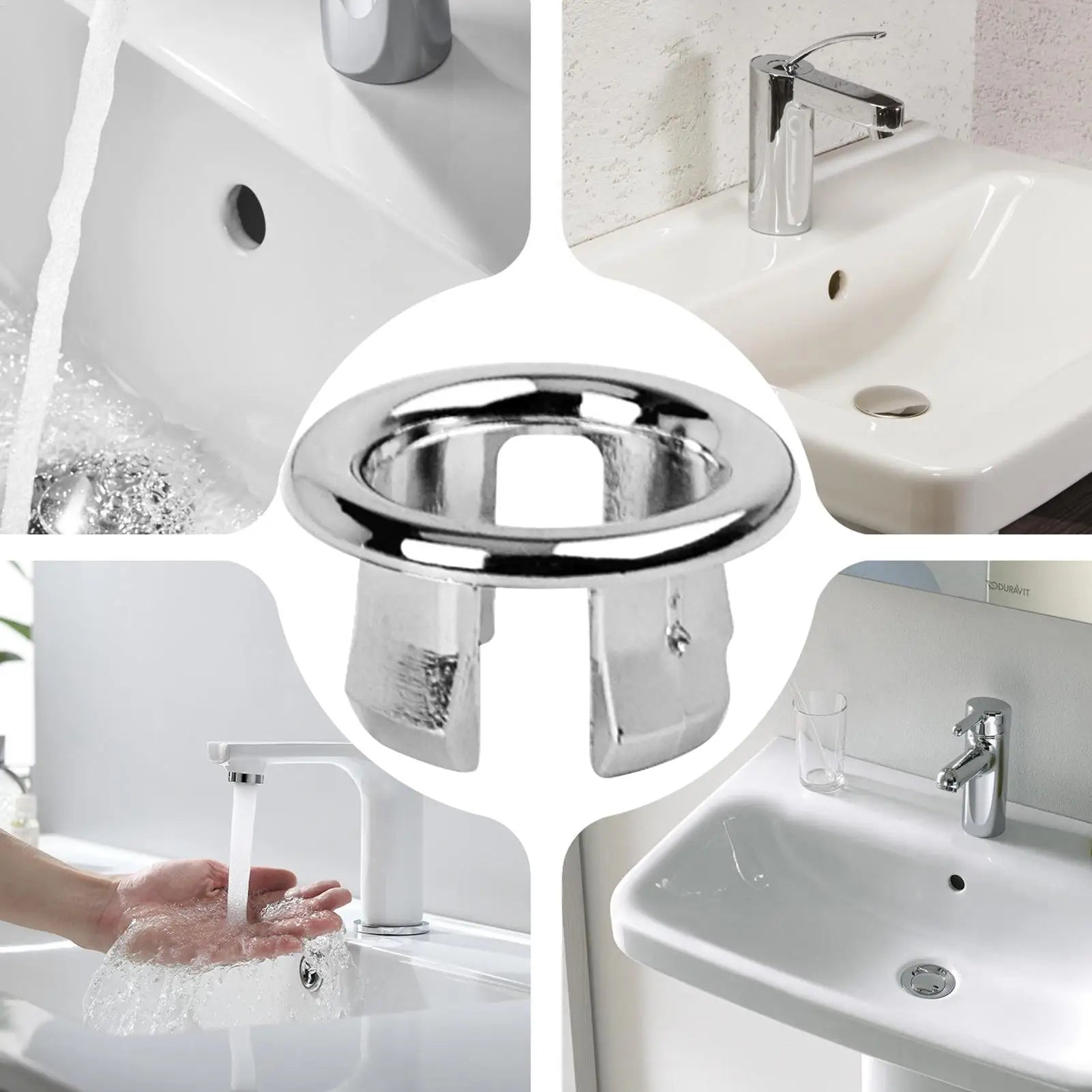 1PC Sink Overflow Cap Sink Basin Overflow Trim Ring 22-24mm Double Layer Vanity Sink Overflow Cap For Kitchen Sink Qme