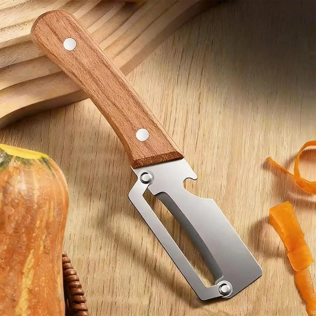 Fruit and Vegetable Peeler Wooden Handle Food Peeler with Bottle Opener Household Tomato Slicer for Home Cooking Vegetable Fruit Qme