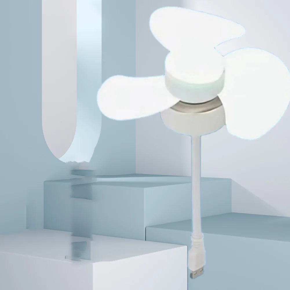 Portable USB Fan For Bedroom Fan Compact Desk White USB Portable Fan Powerful Motor Modern Design Lamp Function Qme