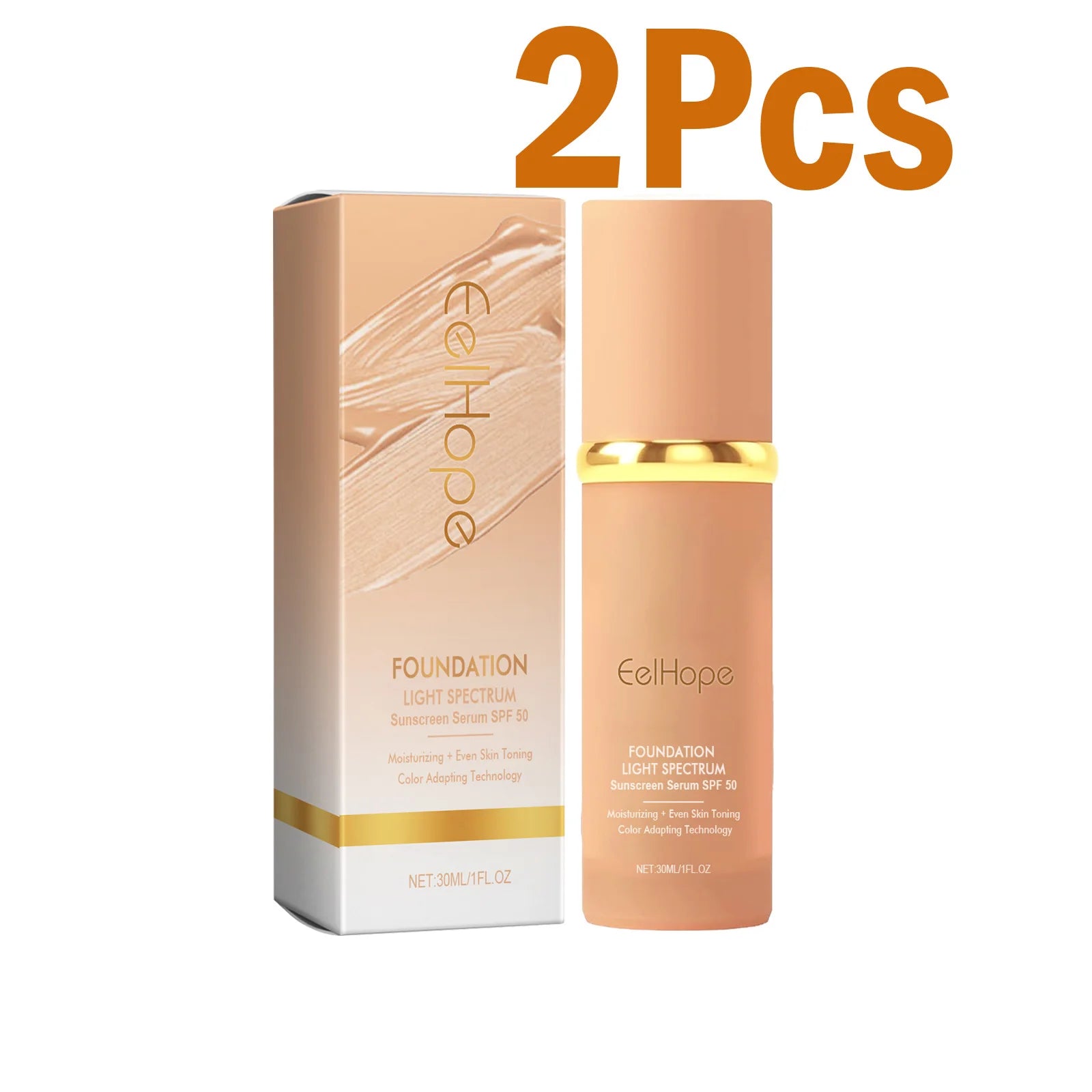 Color Changing Foundation Light Spectrum Sunscreen Serum SPF 50 Concealer Full Coverage Moisturizing Face Makeup Base Cosmetics Qme 60ml Boxed