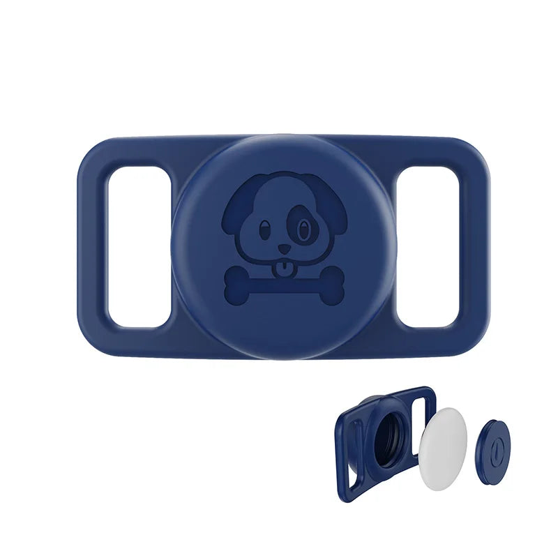 Waterproof case For Airtag Dog Collar Holder Case Lightweight Stretchable Tracker Cover Silicone Protector Protective Accessory Qme Blue