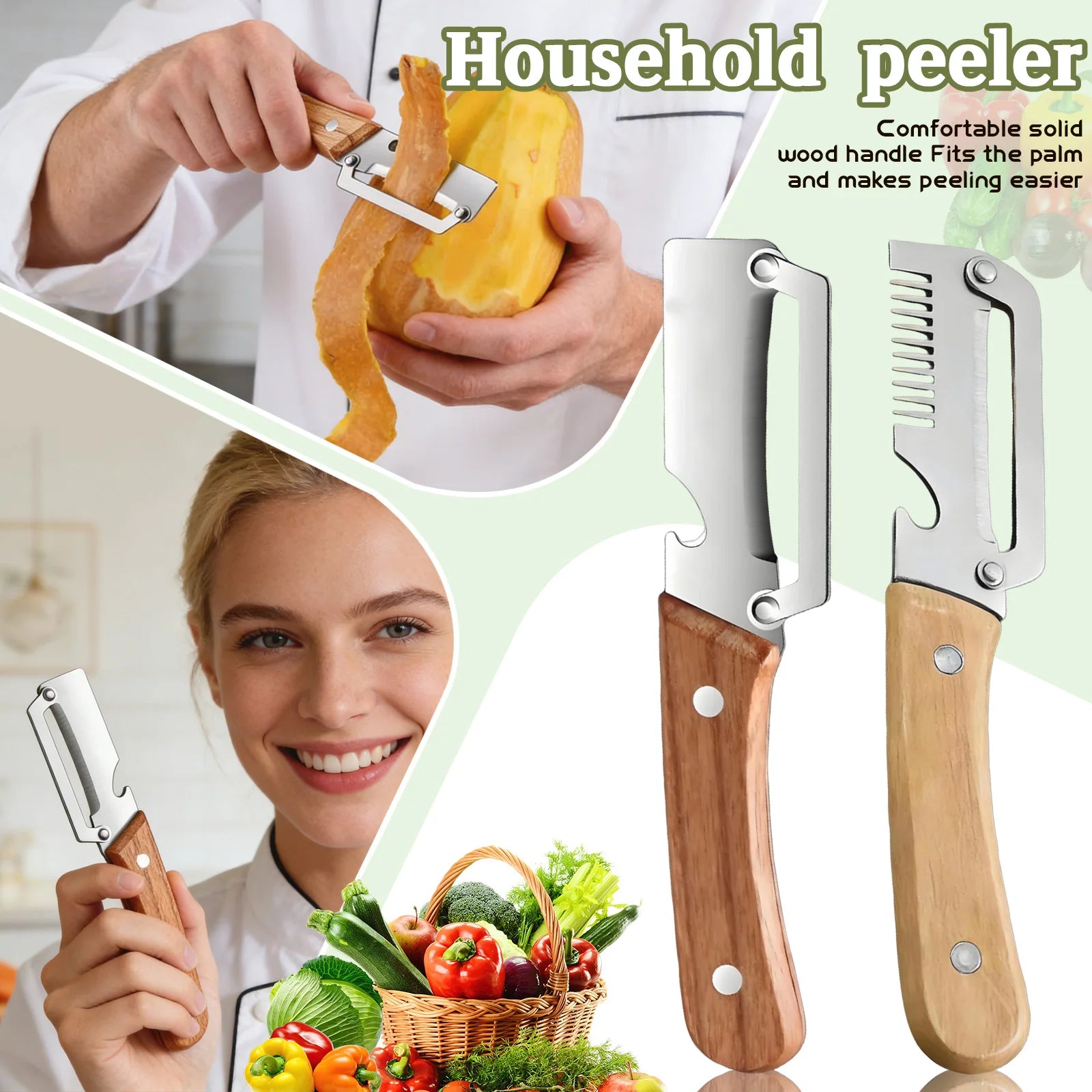2pcs Kitchen Vegetable Peeler Stainless Steel Sugarcane Knifes Multi-Function Potato Pumpkin Peeler Tools Kitchen Cooking Tools Qme