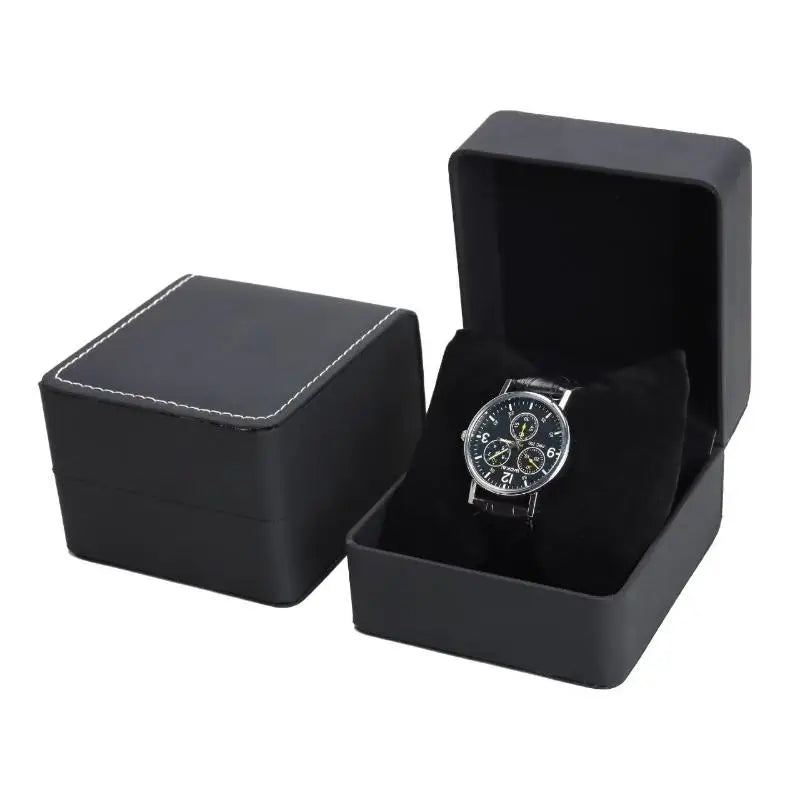 1/2/3Pcs Black Square Single Watch Gift Box With Pillow PU Leather Wristwatch Display Case Organizer For Men Qme