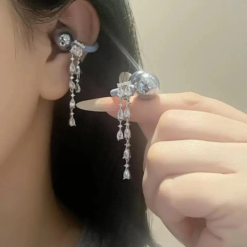 Elegant Waterdrop Ear Clips Non-slip DIY Decor Accessories Earphone Qme