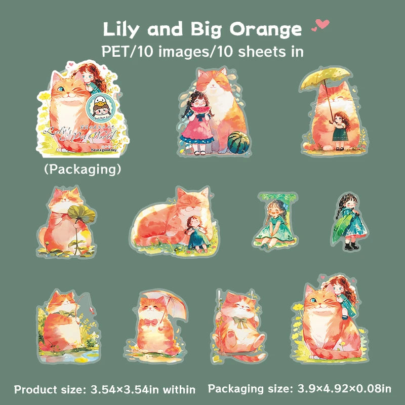 10sheets/bag Kawaii Characters and Pets Theme PET Sticker Pack for Scrapbooking Journaling DIY Photo Frame Collage Decoration Qme 1