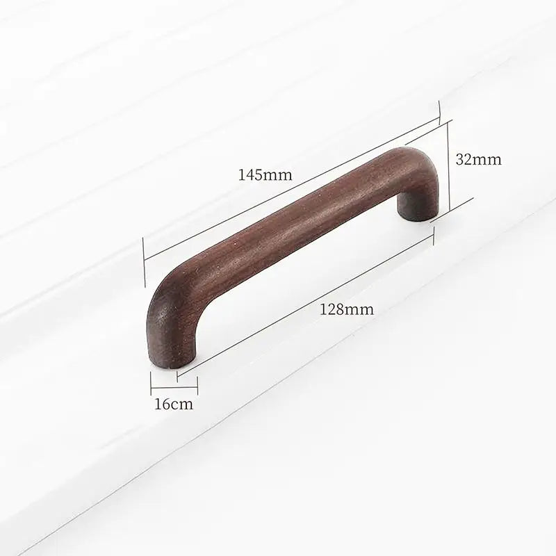 Natural Wood Color Cabinet Doors Solid Wood Handles Beech & Black Walnut Drawer Wooden Door Handles For Kitchen Bathroom Qme A3