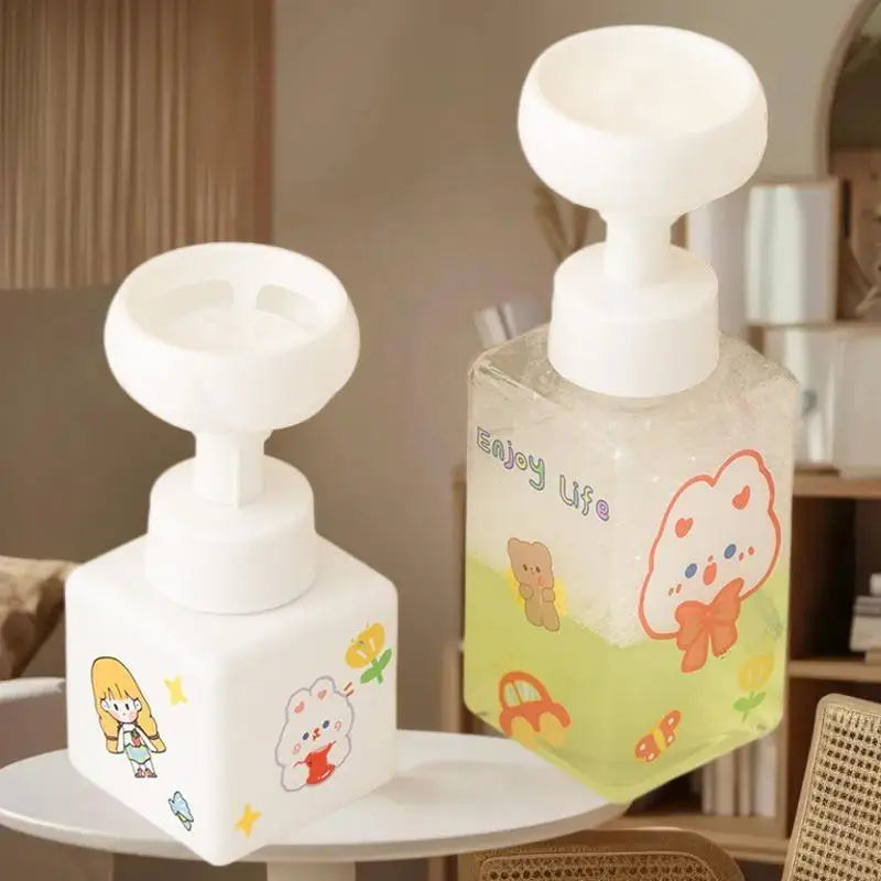 250 Flower-shaped Foam Pump Dispenser Square Plastic Bottle Hand Soap Qme