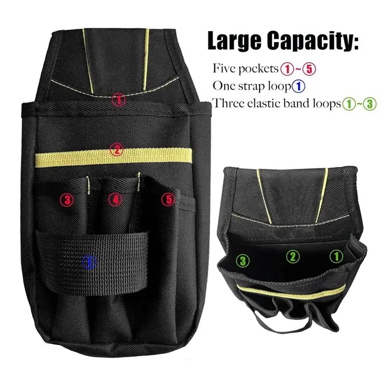 A02F-Multi-Pocket Organizer Tool Pouch With Belt Clip For Electricians Construction Maintenance Qme