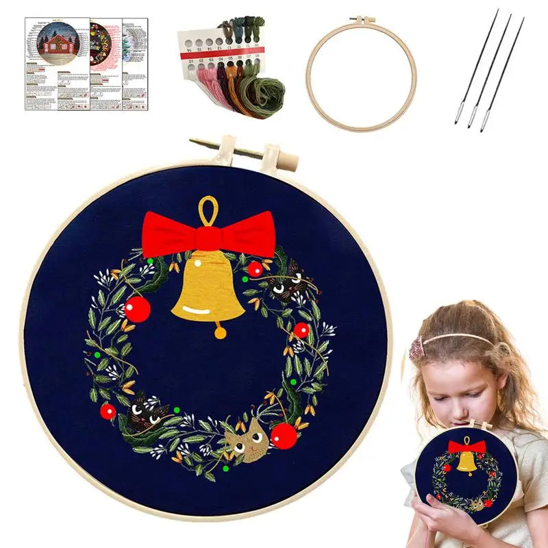 Christmas Embroidery Kits Adults Craft Hand Ornament Classrooms Qme