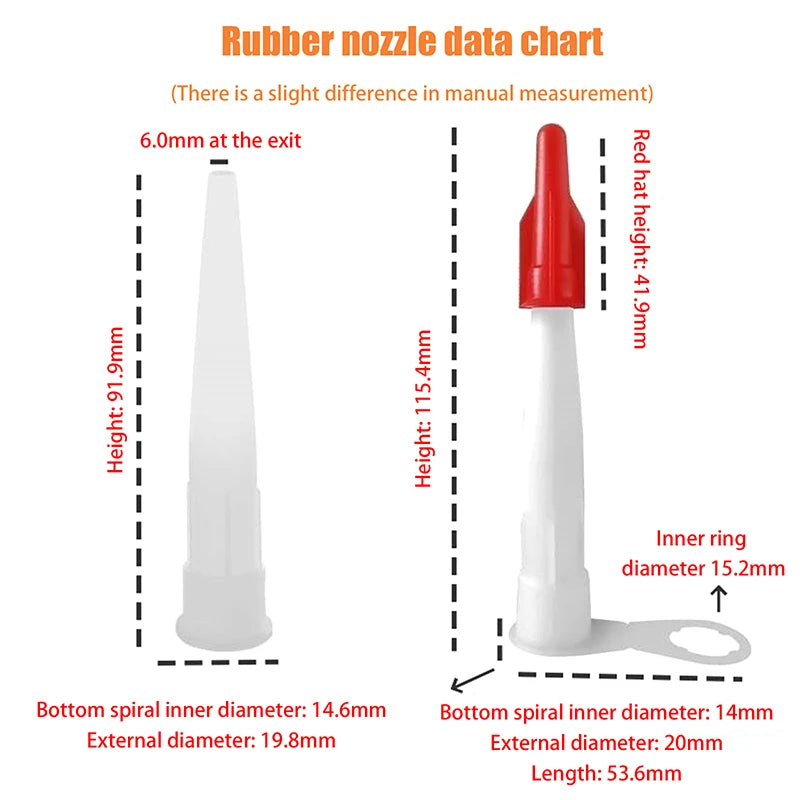 Spare Silicone Nozzle Sealant Tool Re-sealable Mastic Cartridge Qme