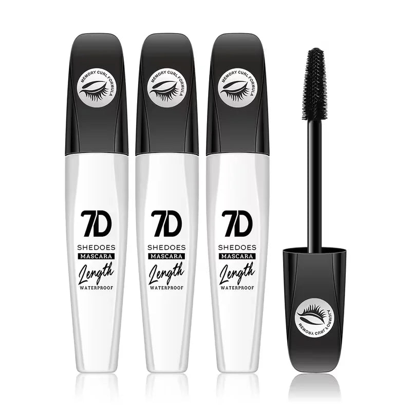 1 2 7D Waterproof Mascara Long Lasting Smudge-proof Non-flaking Qme 3pcs