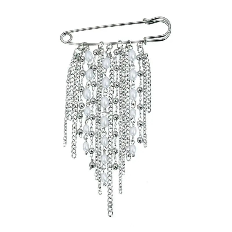New Multi-Functional Chain Tassel Brooches Handmade Adjustable Clothes Accessory Detachable Beaded Chain Pin Women Qme S