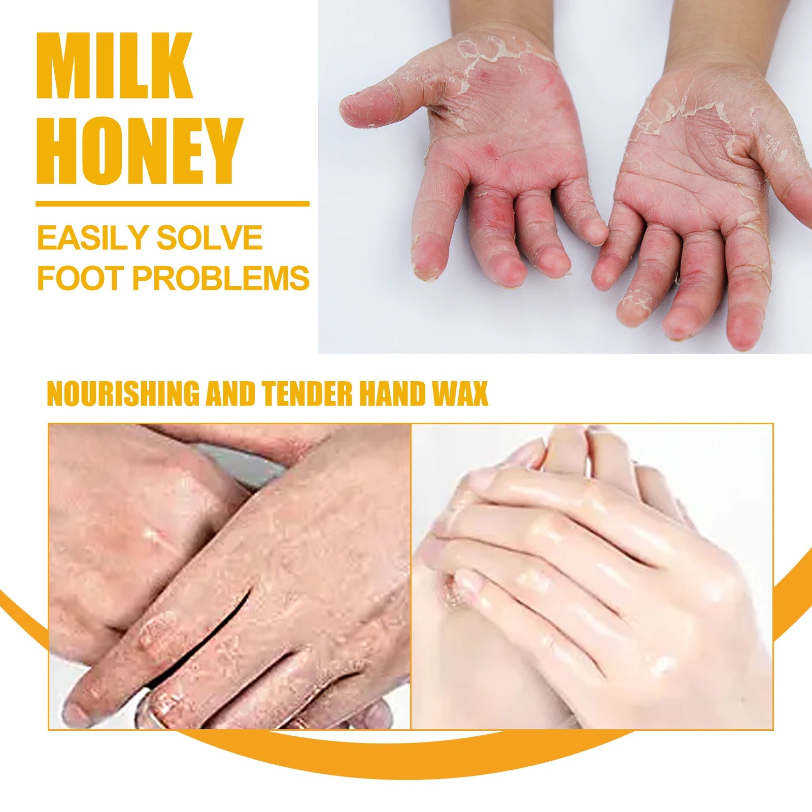 Milk Honey Hand Wax Brightening Moisturizing Repair Exfoliating Peel Off Mask Dead Skin Removal for Soft Smooth Hands Care Qme