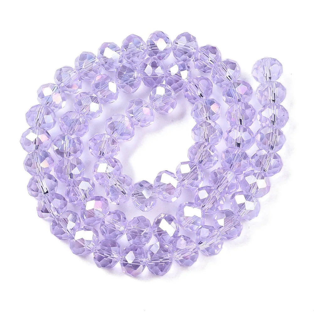 PandaHall 20strands glass Multicolor Beads AB Plated Faceted 8x6mm for DIY Jewelry Making Qme