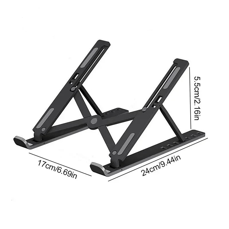 Portable Laptop Stand Foldable Support Base Notebook Stand For Computer Laptop Holder Cooling Pad Riser Macbook Stand Laptop Qme Black