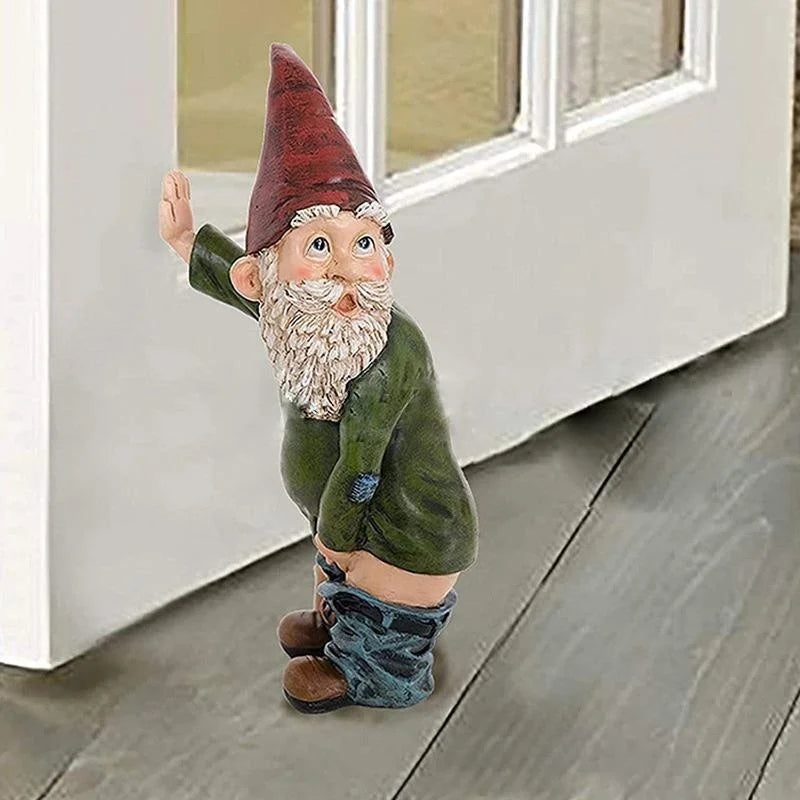 Creative Urinating Gnome Resin Statue White Bearded Dwarf Sculpture Qme