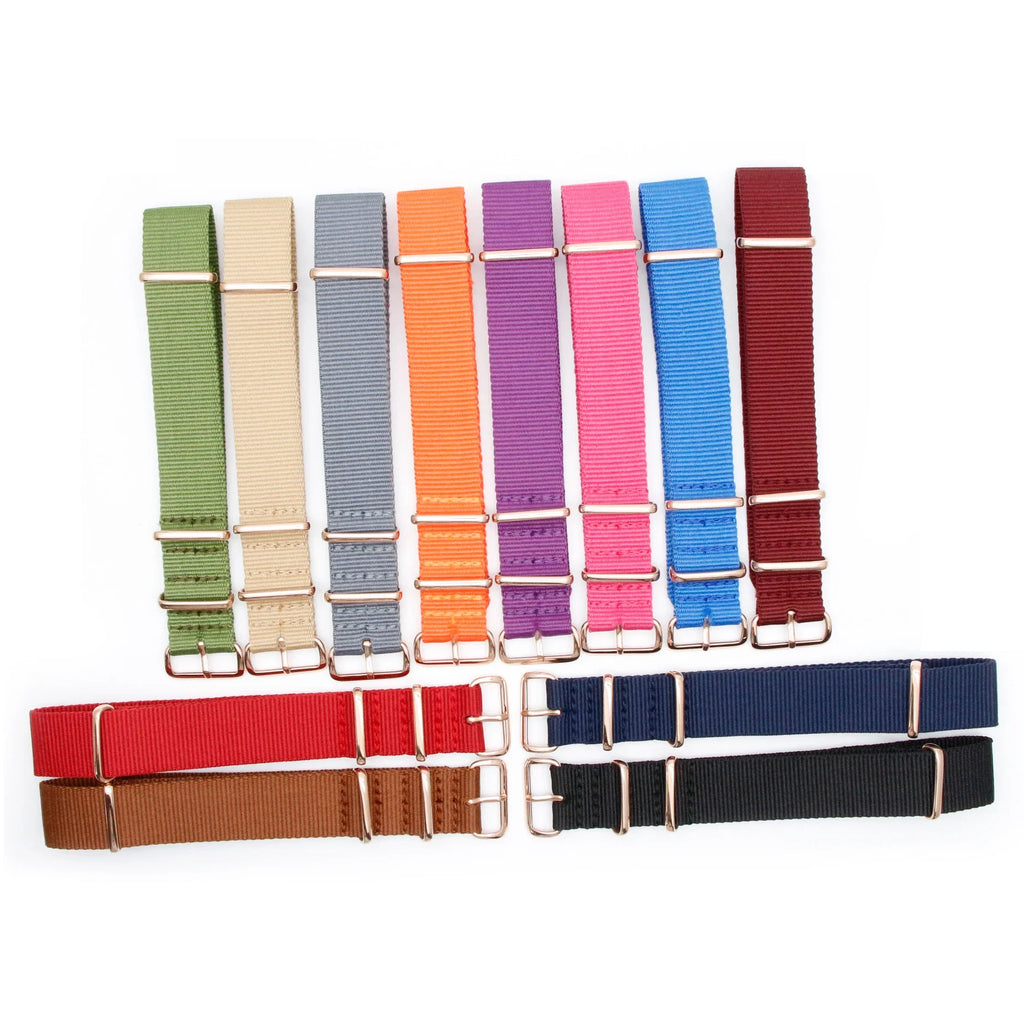 Luxury Nylon Watch Band Rose Gold Metal Buckle Durable Sweatproof Watch Strap 18/20/22/24MM Fashion Wristband For Men Women Qme