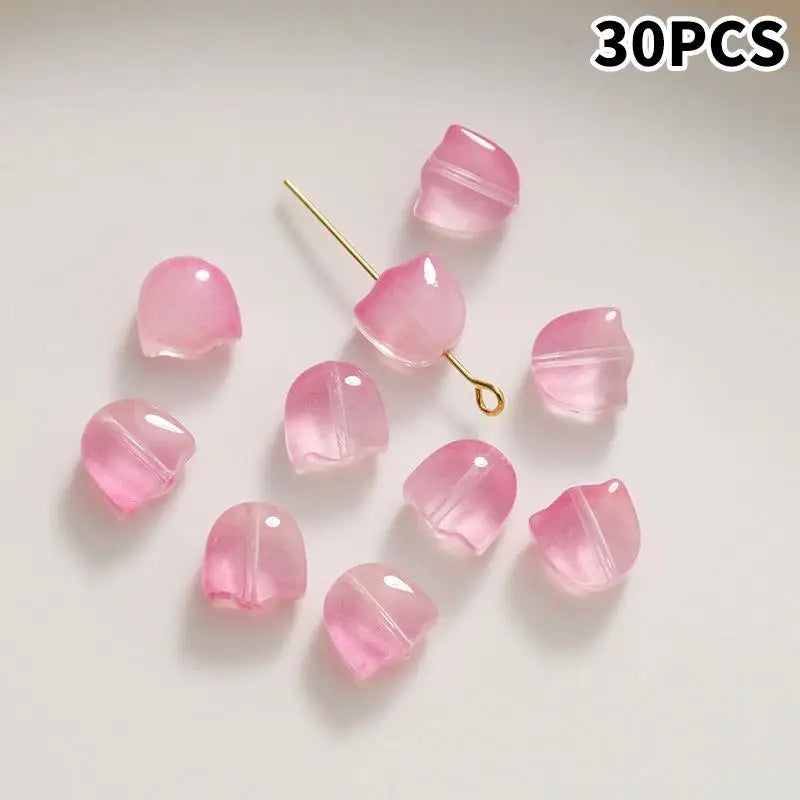 DIY Lampwork Beads 30Pcs Multicolor Glass Flower Beads for Jewelry Making Handmade Accessories Supplies Qme A8