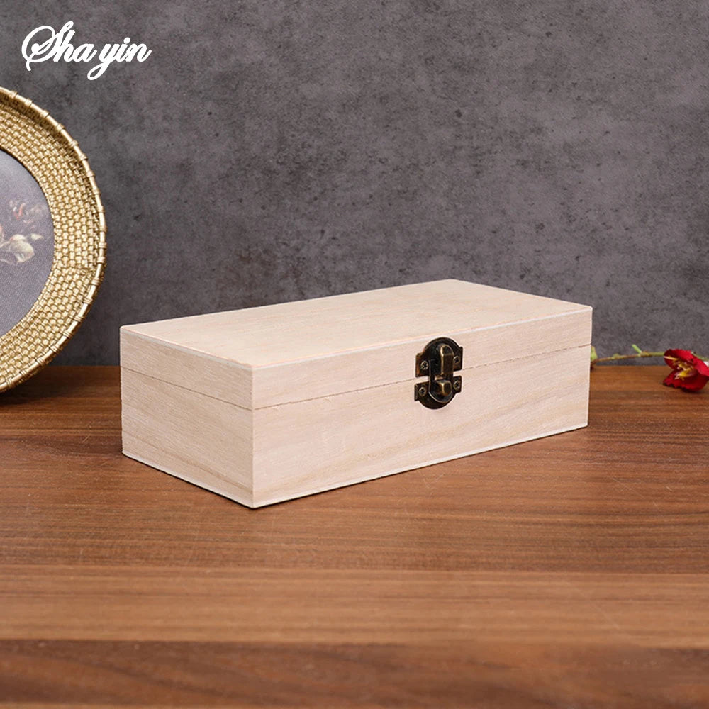 1PC Wooden Gift Box - Rectangular Wooden Box - Colored Storage Box - Wooden Gift Packaging Box Qme Birch color