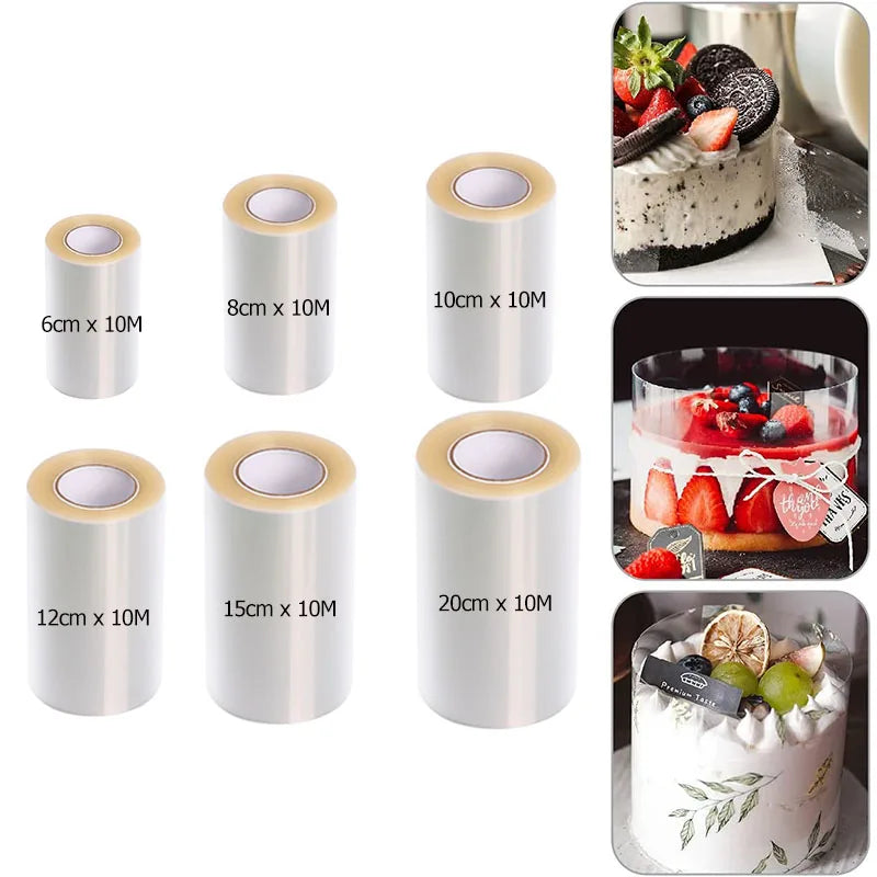 6/8/10/12/15/20cm 10M Acetate Roll Cake Collar Transparent Mousse Cake Surround Film for Chocolate Mousse Cake Decoration Qme