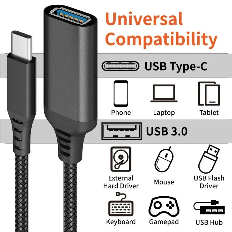 OTG Type C Cable Adapter USB to Type C Adapter Connector for Xiaomi Samsung S20 Huawei OTG Data Cable Converter for MacBook Pro Qme