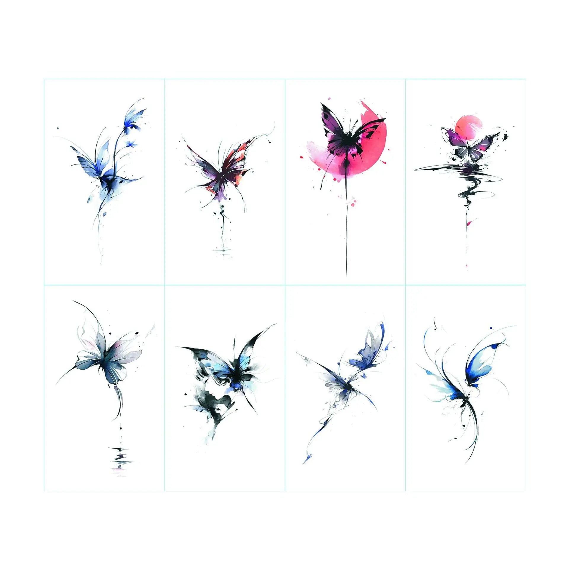 Ink Wash Butterfly Temporary Tattoo Stickers Watercolor Fake Tattoos Qme C