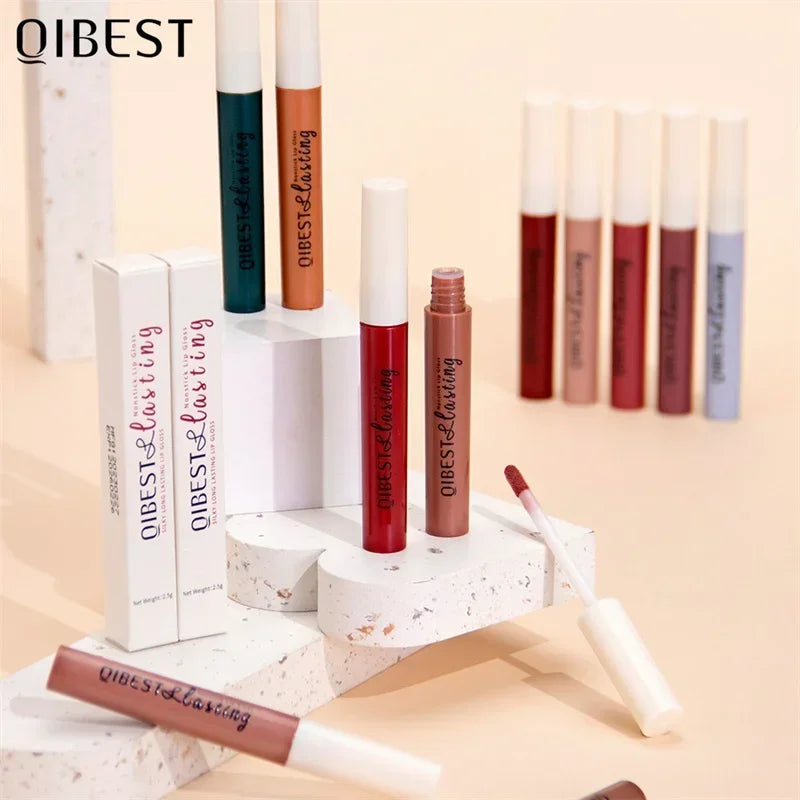 QIBEST 24 Colors Matte Liquid Lipstick Waterproof Long Lasting Velvet Red Lip Gloss Tint Makeup Cosmetic Lipsticks Lipglosses Qme