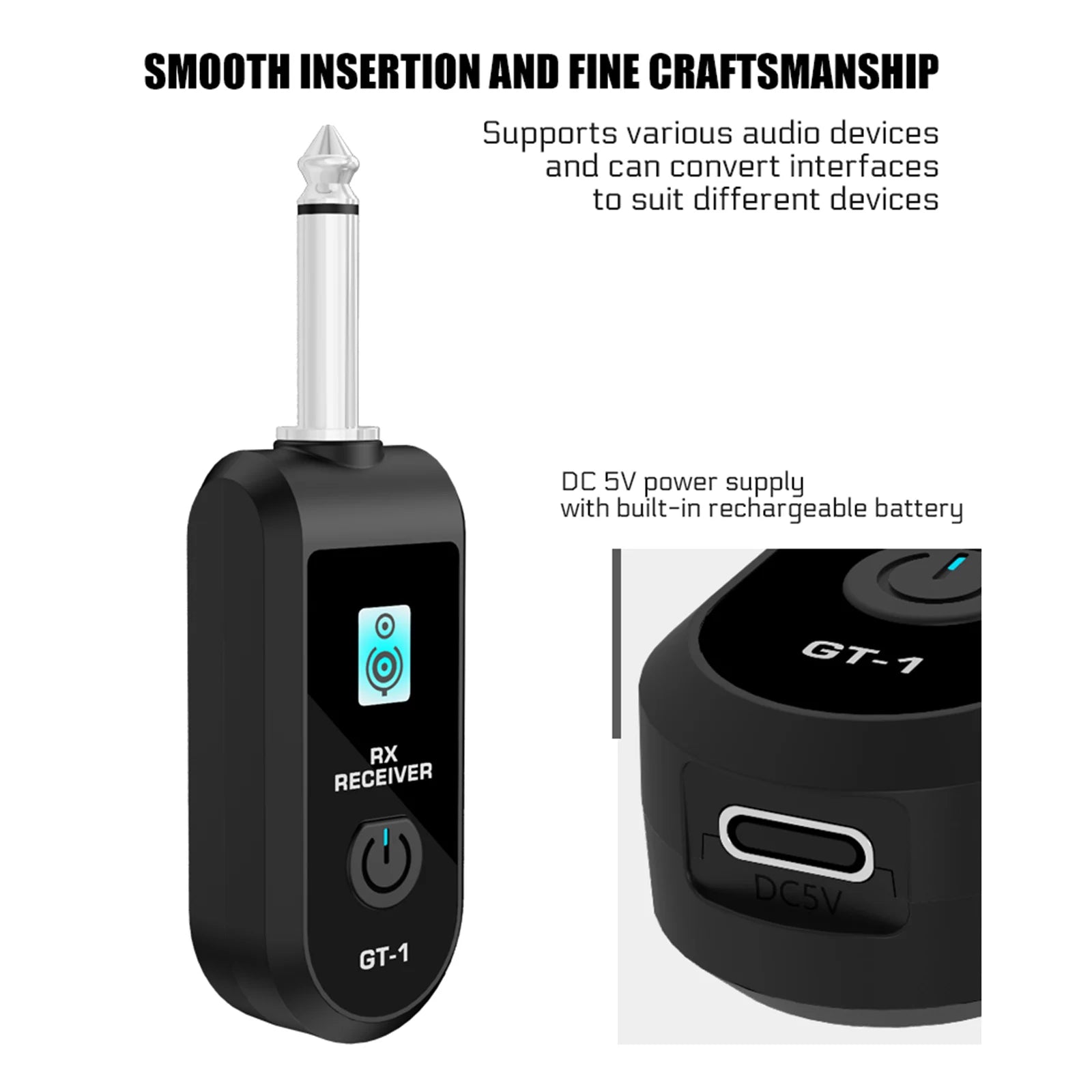 2.4G Wireless Guitar Audio Transmitter Receiver with Precise Sound Rechargeable Digital Guitar System for Electric Instruments Qme