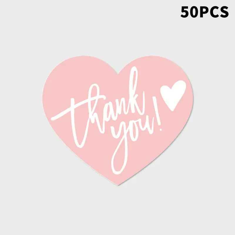 5Styles Pink Heart Shaped Thank You Tags Gift Box Packaging Box Seal Party Supplies Qme A4