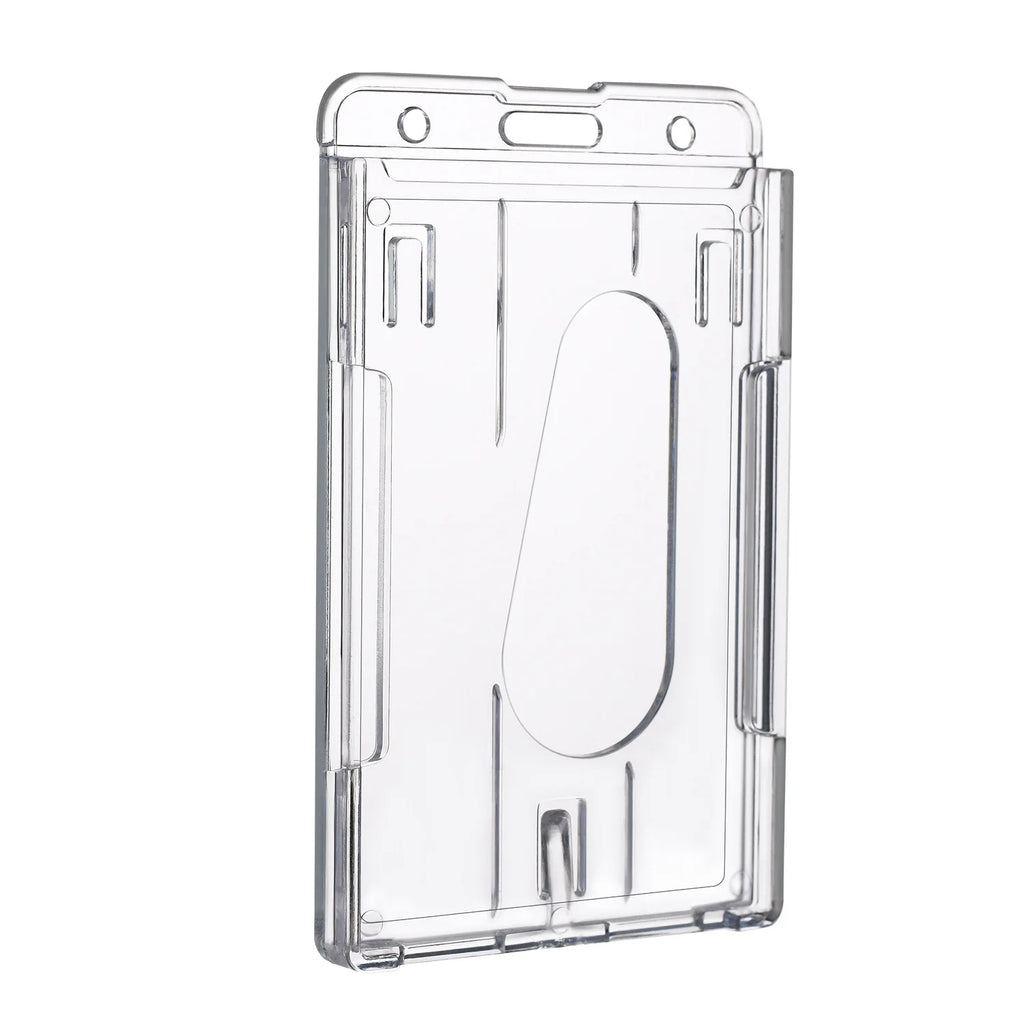 Transparent Cards Slots ID Tag Heavy-Duty Badge Holders Hard Transparent Scratch-Proof Case Protector Retractable Badge Clips Qme Vertical Card
