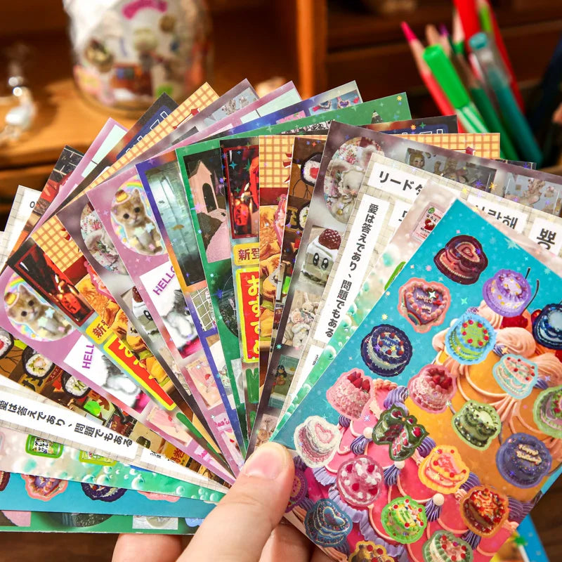 20 Sheets/Bag Old School Vintage General Store Theme Die-Cut Mixed Material Sticker Set for DIY Journal Scrapbooking Qme