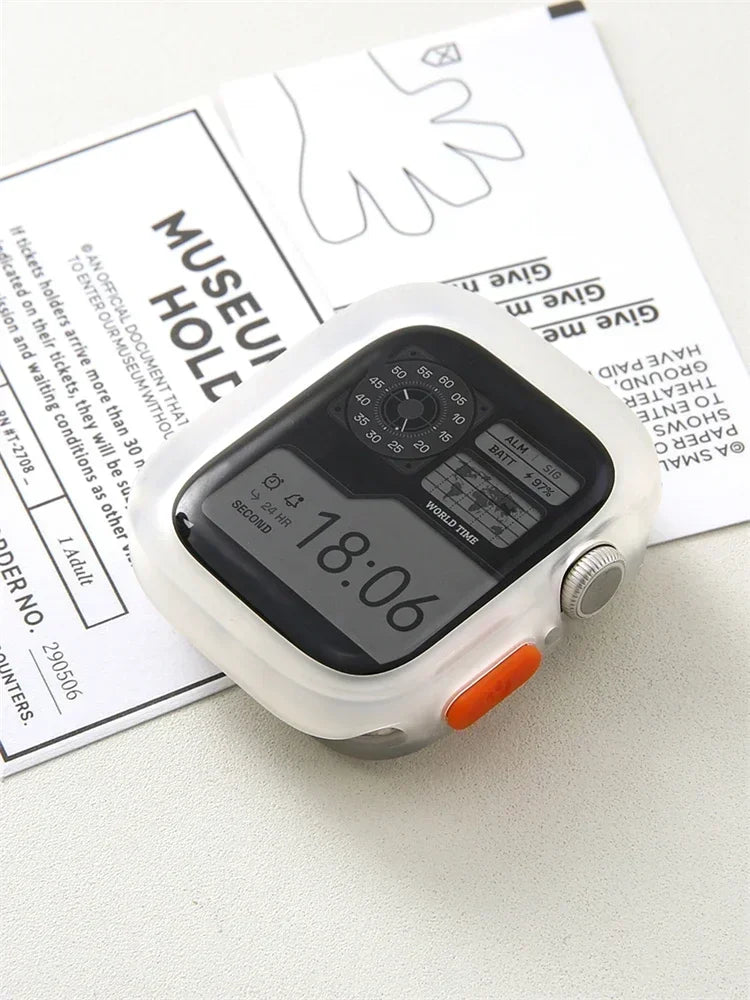 2024 New Bumper Soft Silicone Case For Apple Watch 9 8 7 6 SE 5 Sport Anti-drop Matte Cover For iwatch 49mm 41mm 40mm 44mm 45 mm Qme