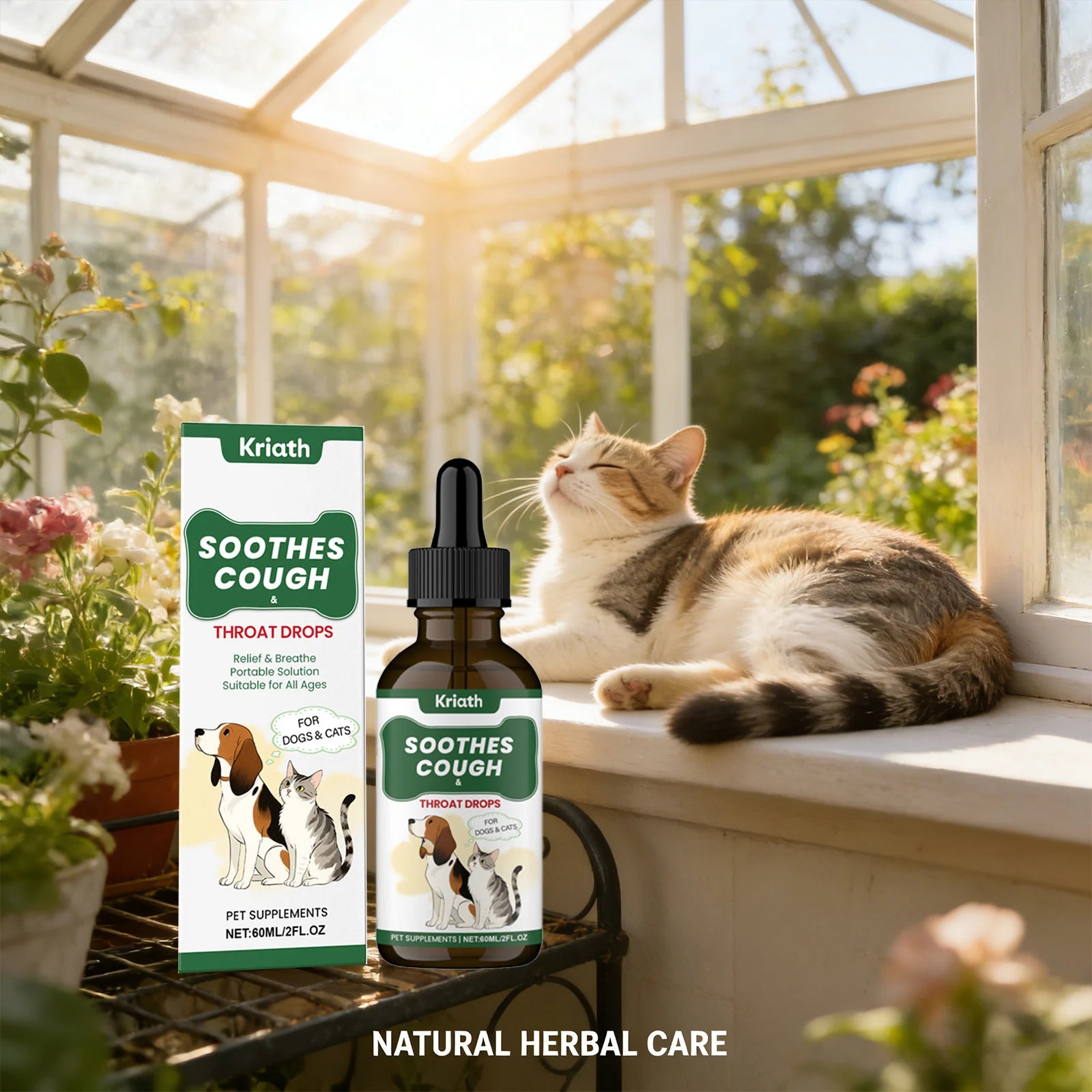 Pets Herbal Throat-Moistening Nutritional Liquid Soothing Throat Support Respiratory Health Aid Digestion Dogs Care Supplements Qme