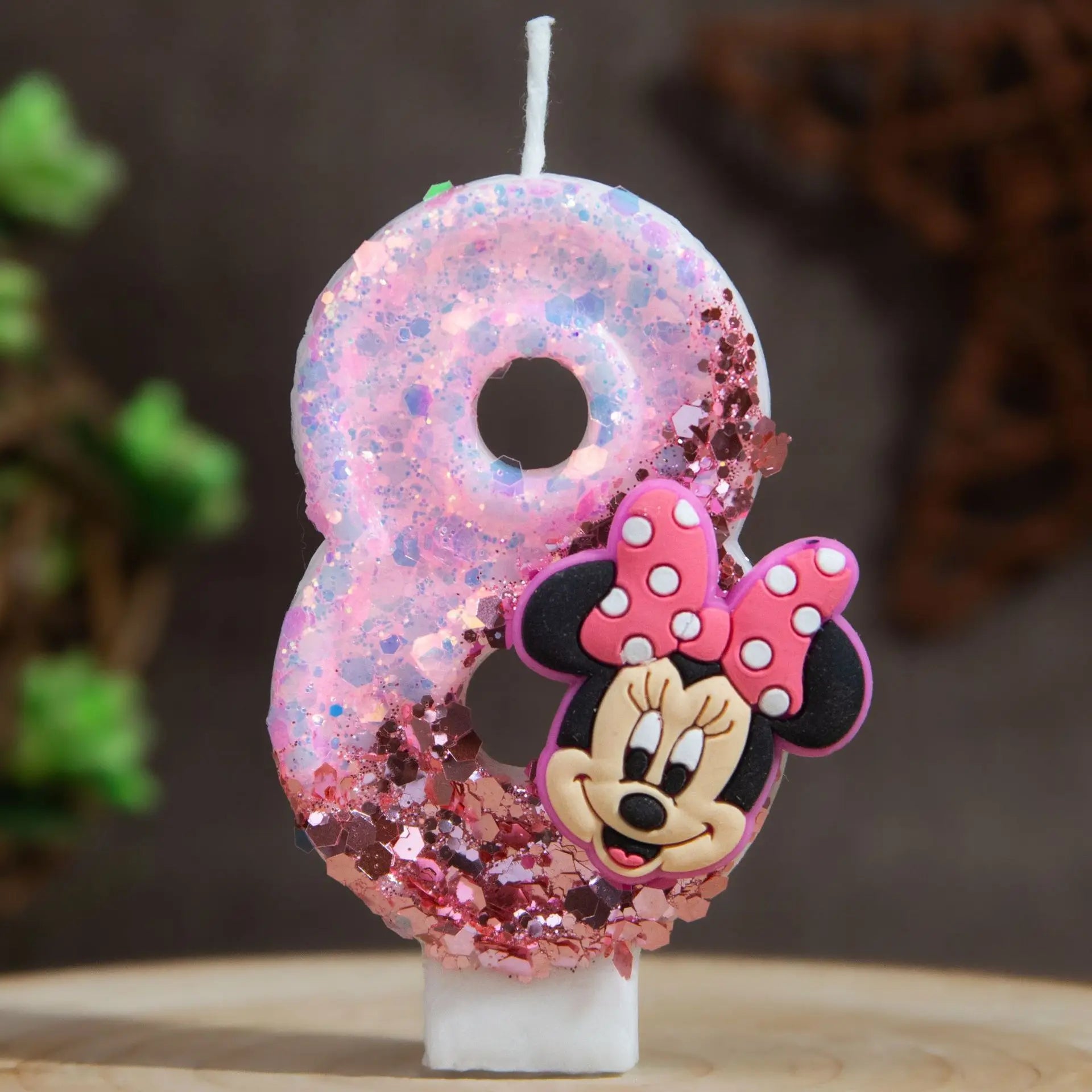 Minnie's Birthday Candles Mickey's Creative Glitter Cake Anniversary Anniversary Celebration Atmosphere Candle Plug-in Qme 8