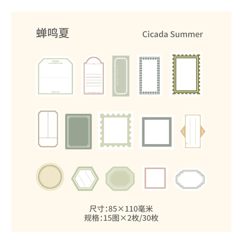 30pcs Minimalist frame label Stickers Art Collage Junk Journal DIY Scrapbooking Supplies Craft Aesthetics Stickers Marking Qme 1