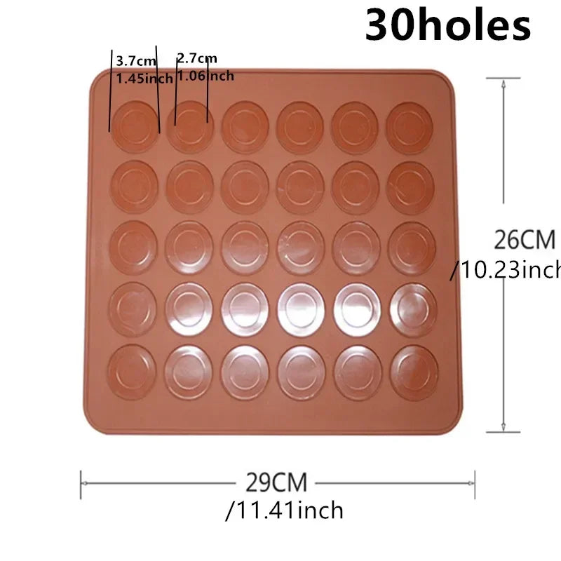 Silicone Holes Non-stick Macaron Macaroon Pastry Oven Baking Mould Qme 30 holes