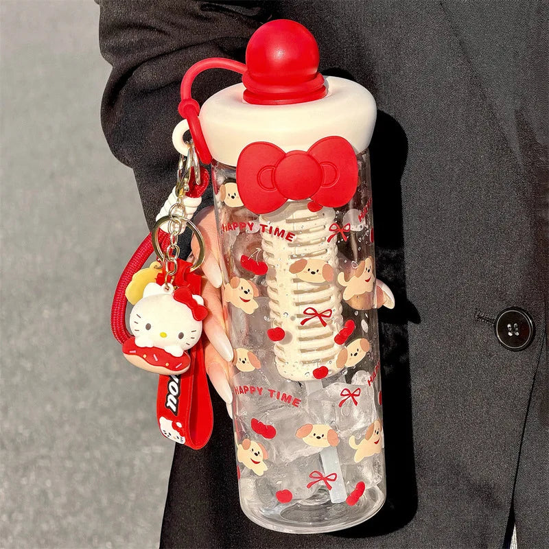 Hello Kitty Cute Cartoon Water Cup Stylish for Girls Large-Capacity Portable Summer Student Straw Cup Qme