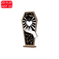 Halloween 2D Flat Wooden Coffin Sign – Gothic Mystic Design with Heart, All-Seeing Eye, and Hand. Perfect for Spooky Home Qme YXZH0334