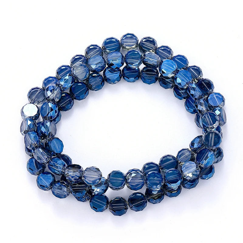 Flat Round Glass Beads Transparent Faceted Glass Spacers Colorful Coin Beads Crystal Loose Beads for Jewelry Making DIY Bracelet Qme Color 10 6mm-95pcs