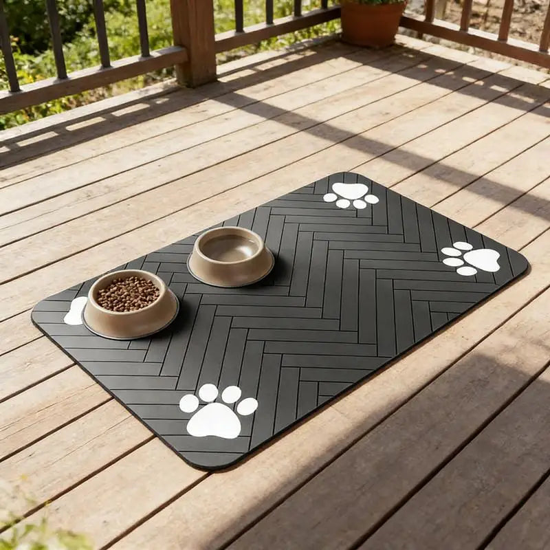 Waterproof Rubber Backing Quick Dry Water Mat Dog Cat Pet Feeding Qme