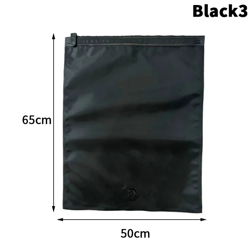 Reusable Hand Roll Vacuum Bags For Travel Waterproof Vacuum Compression Bag Luggage Vacuum Wardrobe Clothing Storage Bag Qme blackL