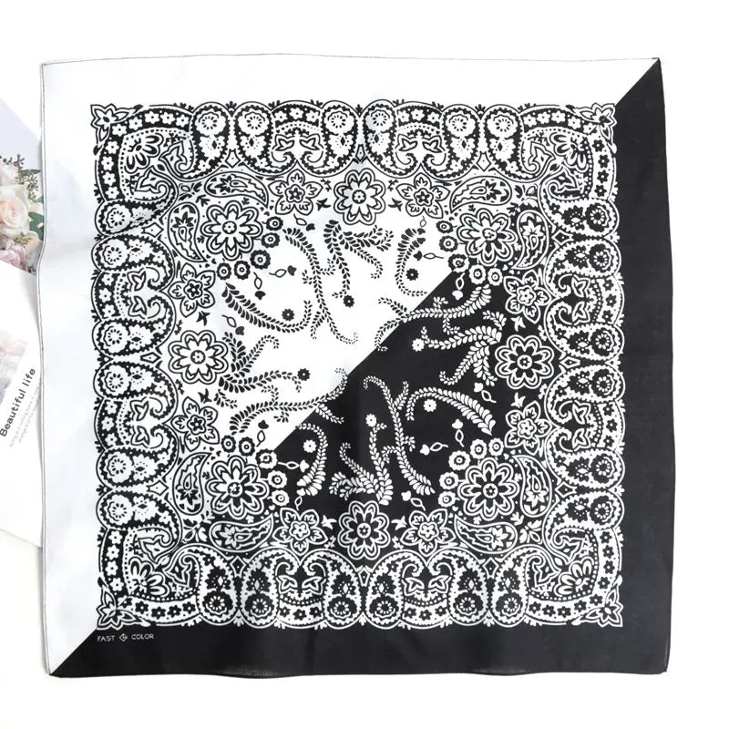 Hip Hop 100 Cotton Bandana Square Scarf Black Paisley Riding Headband Qme Gold One Size
