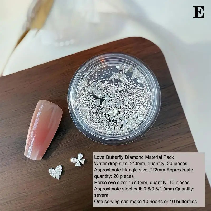 3D Nail Art Rhinestone Assemble Heart Butterfly Flatback Glass Qme E