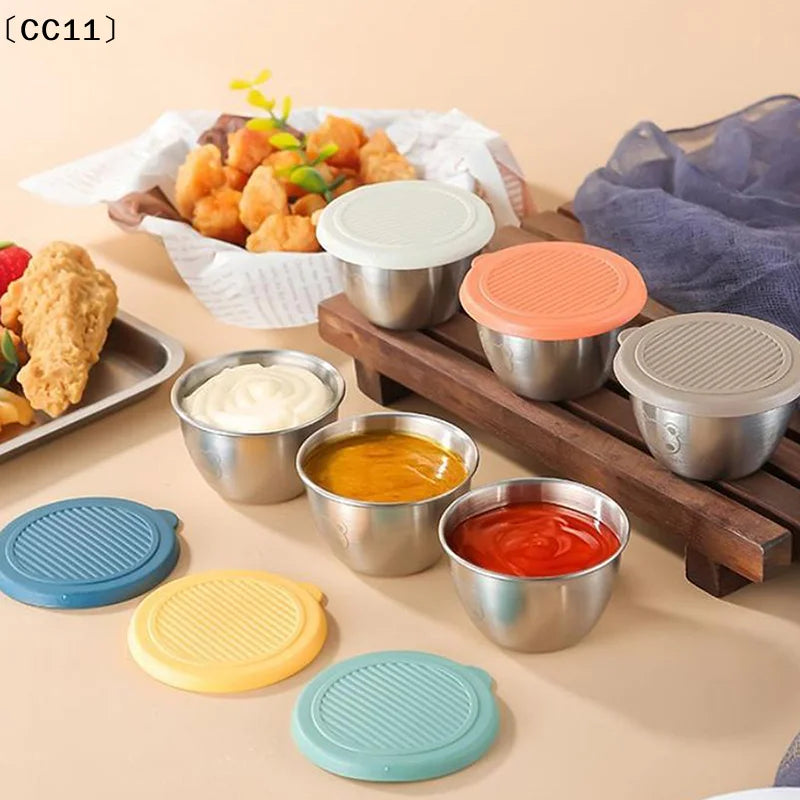 Barbecue Dipping Cup Stainless Steel Sauce Portable Seasoning Dish Qme
