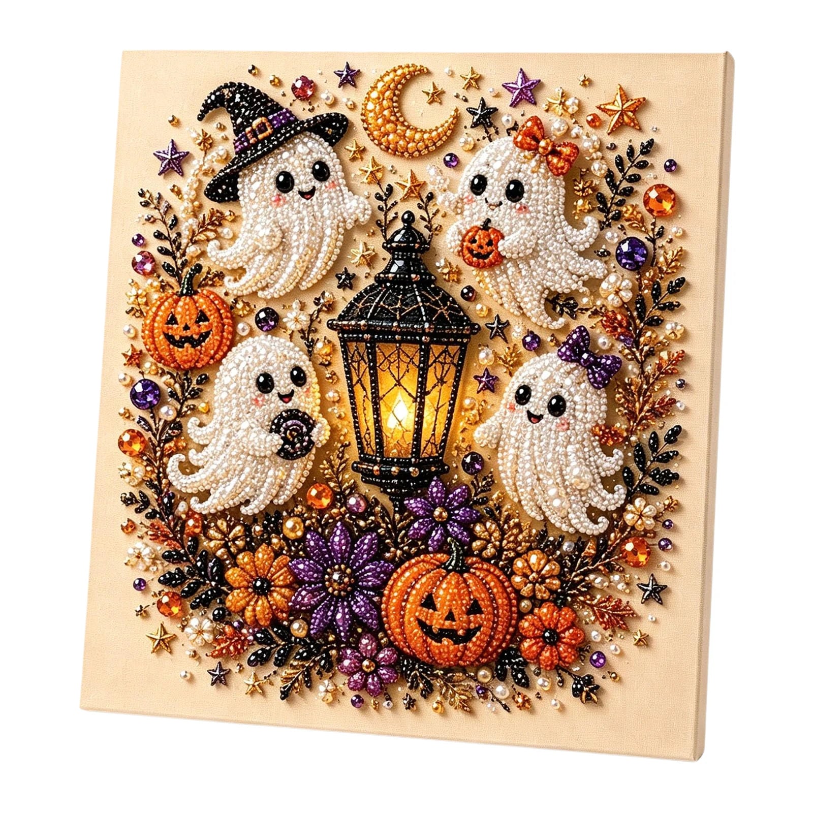 DIY Halloween Framed Diamond Art Pearl Painting Kit 7.87x7.87inch Pearl Diamond Dots Gem Art Craft Pearl Diamond Dots Painting Qme F