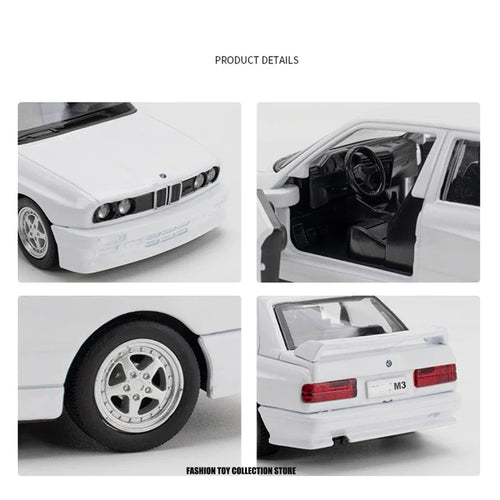 1:36 M3 1987 Diecast Alloy Car Model Metal Pull Back Simulation Car Toy Sports Car Ornament With To Open The Door For Kids Gift Qme